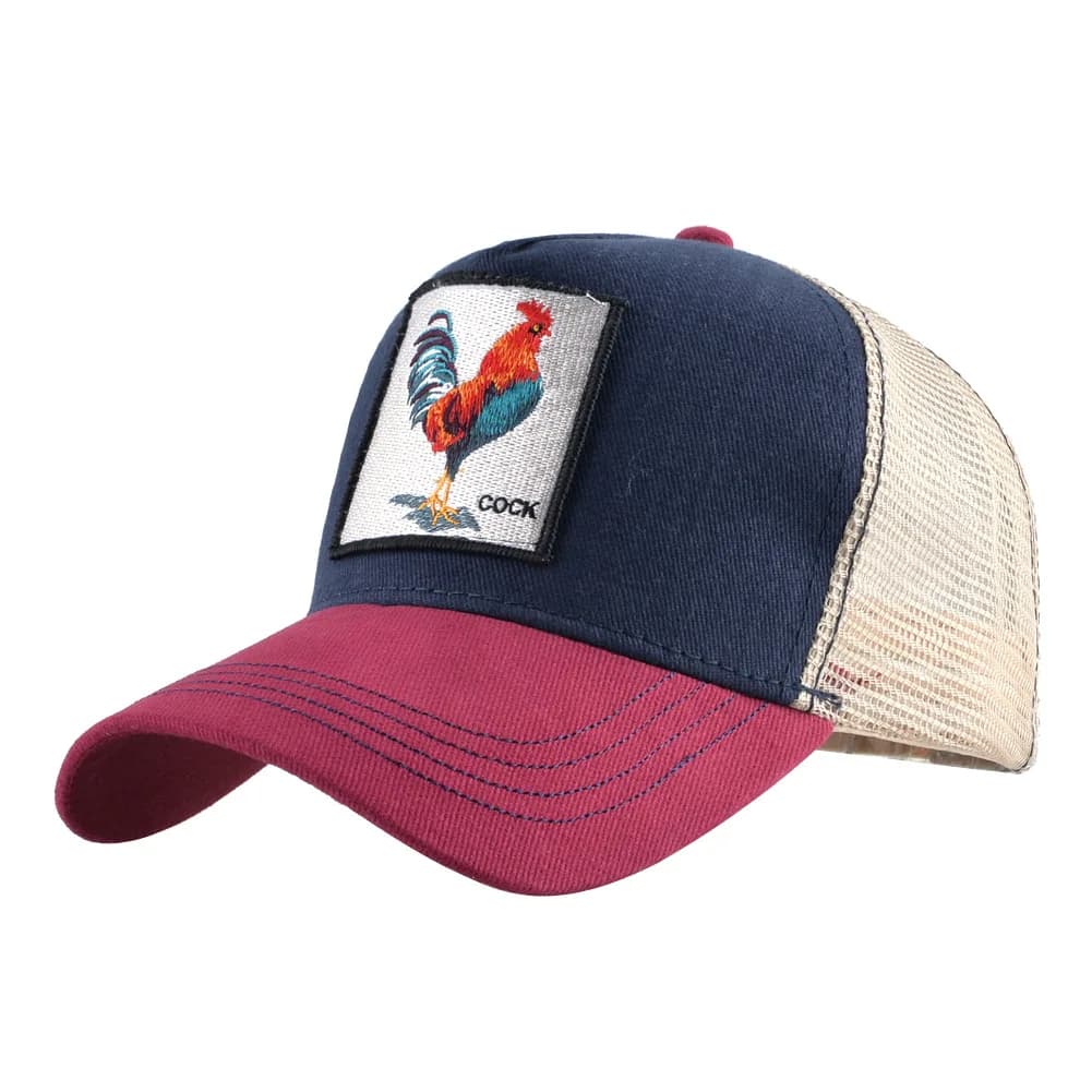 Casquette de camionneur brodée d'animaux de dessin animé à calotte haute, casquette de baseball en m