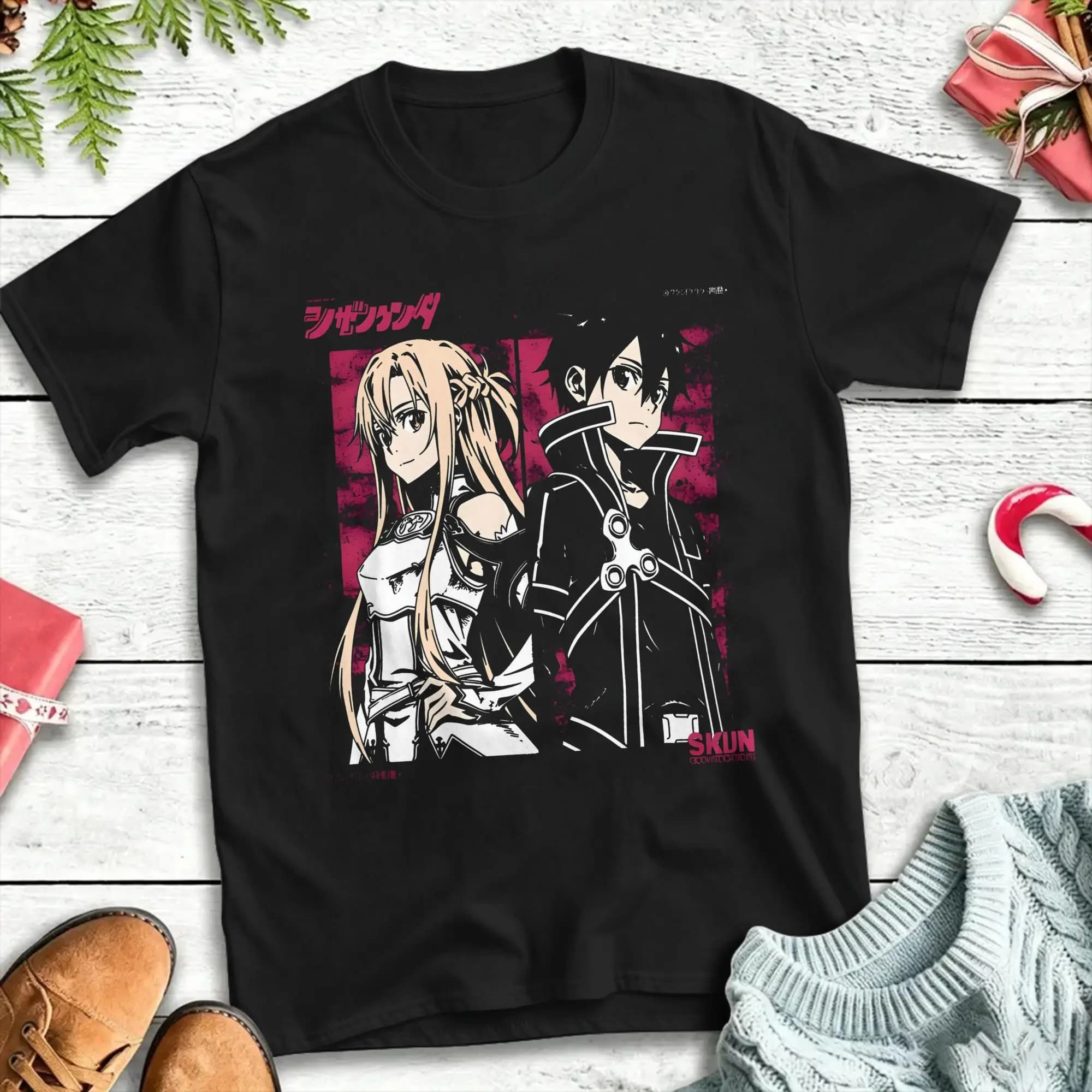 T-shirt en coton kirito et asuna pour hommes, t-shirts vintage d'été, t-shirt hipster, grande taille