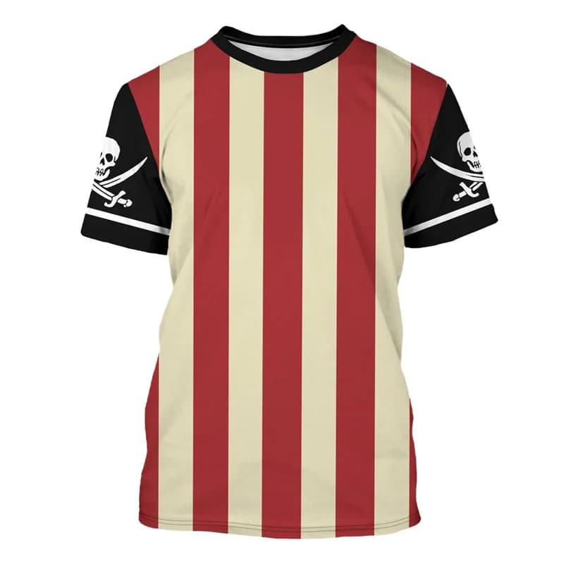 T-shirt pour homme adulte - Imprimé 3D Capitaine Pirate - Manches courtes décontractées pour jeux de