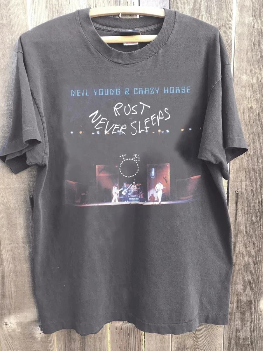 Neil Young - Rust never sleeps Rock band T-shirt unisexe en charbon de bois T-shirt unisexe S-4XL T-