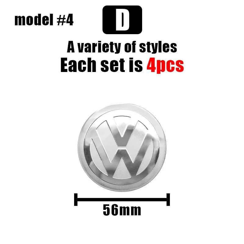 Autocollants pour couvercle central de roue de voiture Volkswagen, 4 pièces, 56/60/65mm, capuchons d