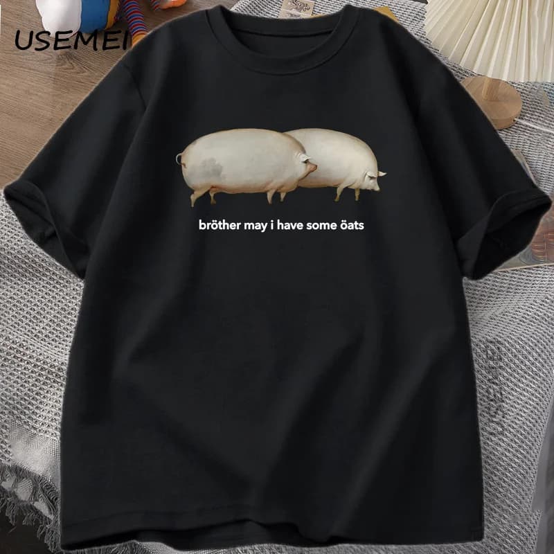 Frère mai j'ai quelque avoine T-shirt hommes femmes drôle cochon graphique t-shirts Harajuku ample d