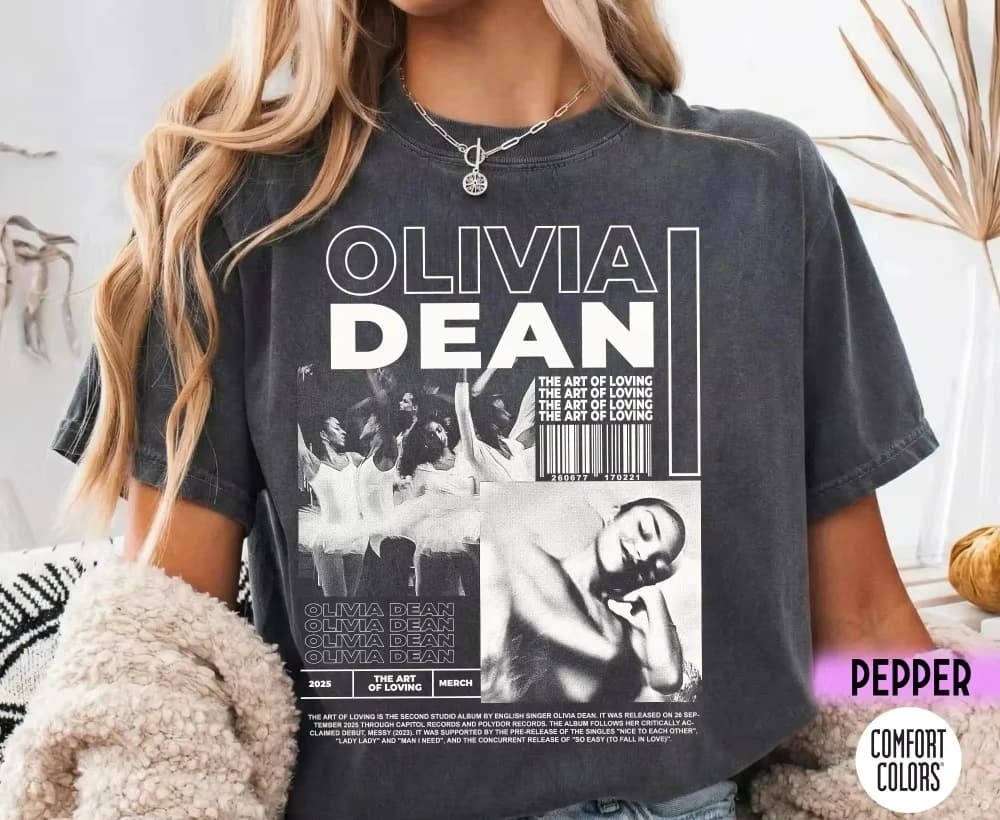 T-shirt rétro Olivia Dean pour femmes, T-shirt à motif imprimé, T-shirt d'été ample et respirant pou
