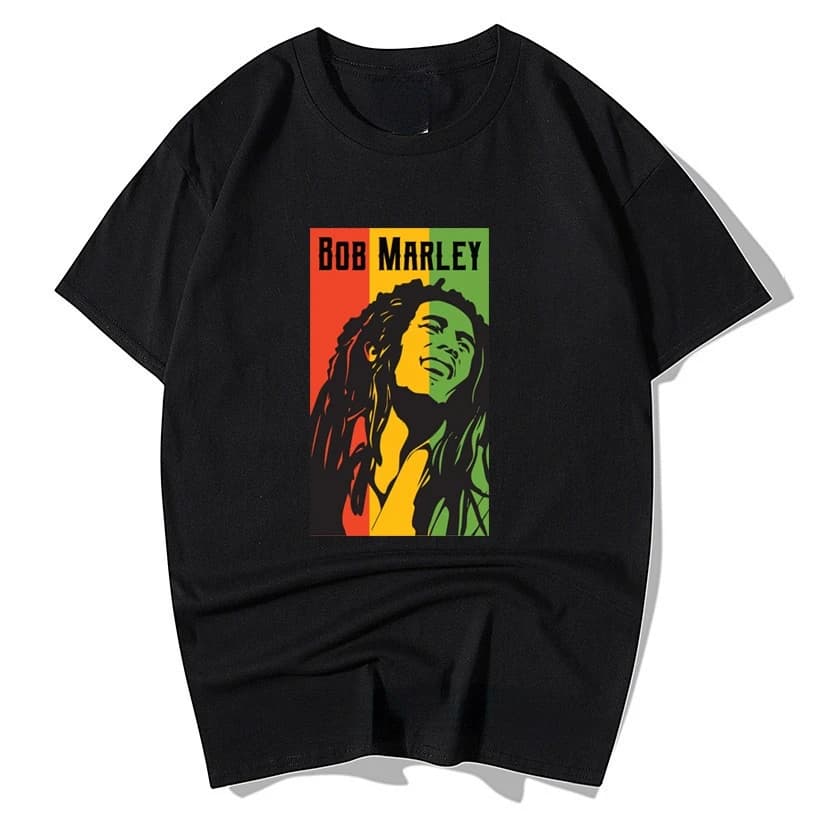 T-shirt Bob Marley Rock Hip Hop, vêtements de mode rétro, t-shirts graphiques, streetwear décontract