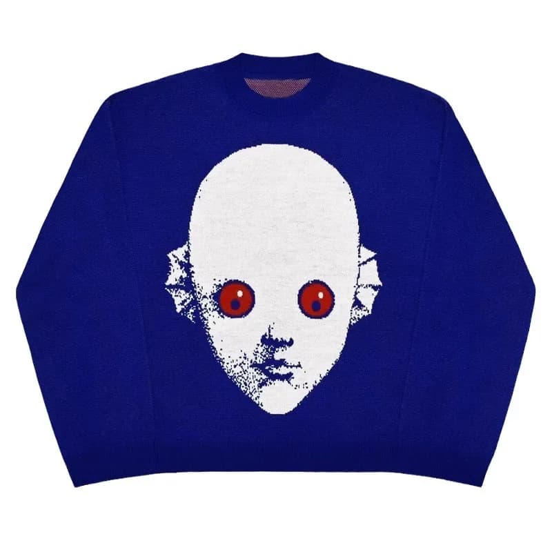 Européen et Américain Nouveau Hip Hop Rue Pull Tricoté Hommes Gothique Imprimé À Capuche Automne Har