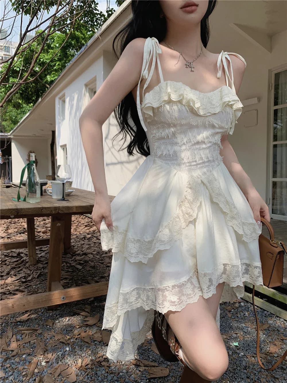 Robes blanches pour femmes mode Sexy fronde Roe Femme 2025 robes De Mujer Patchwork dentelle volants