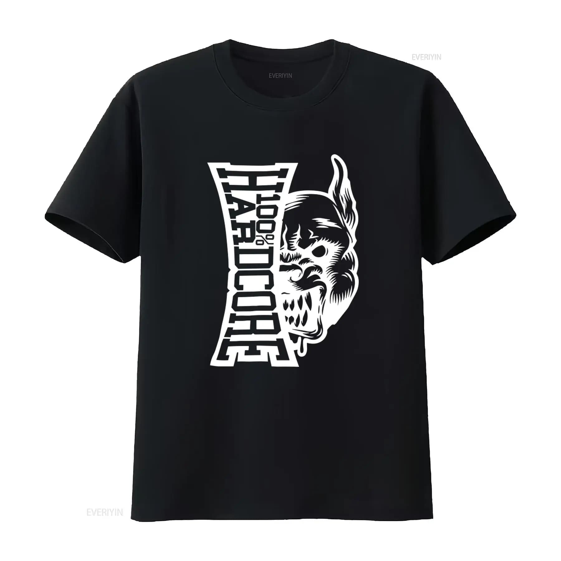 T-shirt essentiel 100 HARDCORE pour homme, noir, avec imprimé dos Gabber pour femme, vintage, délavé