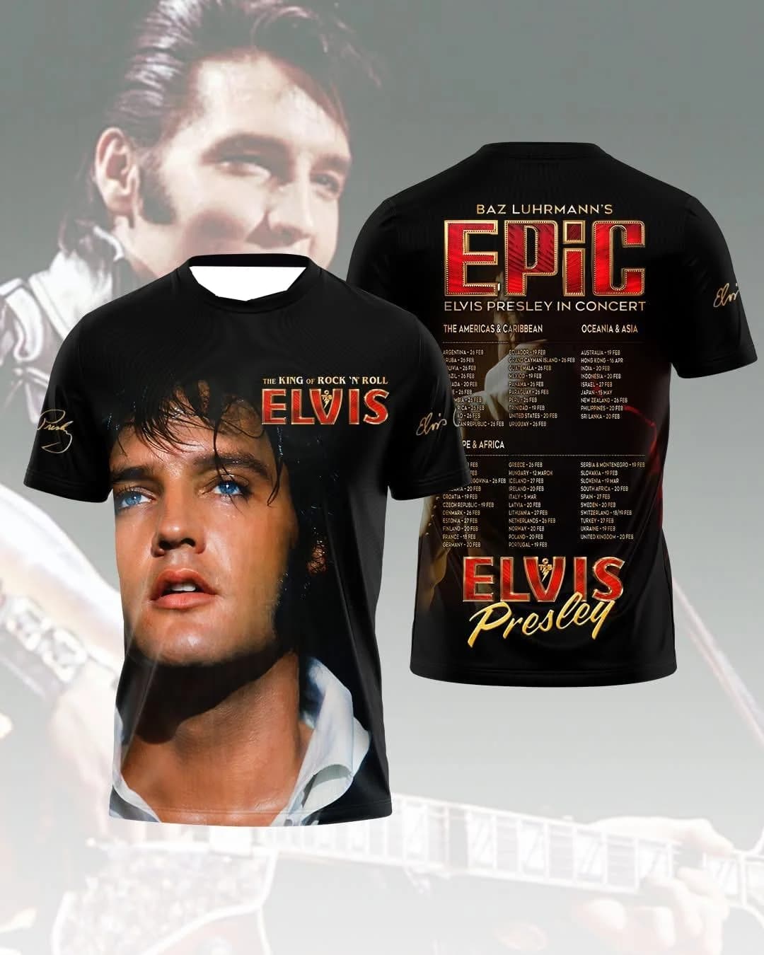 T-shirt Elvis Presley « Le roi du rock'n'roll » de Baz Luhrmann, t-shirt assorti pour la famille, ad