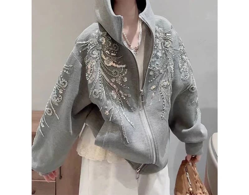 Veste sweat-shirt à capuche à paillettes pour le printemps, nouveau Style, haut polyvalent et de cou