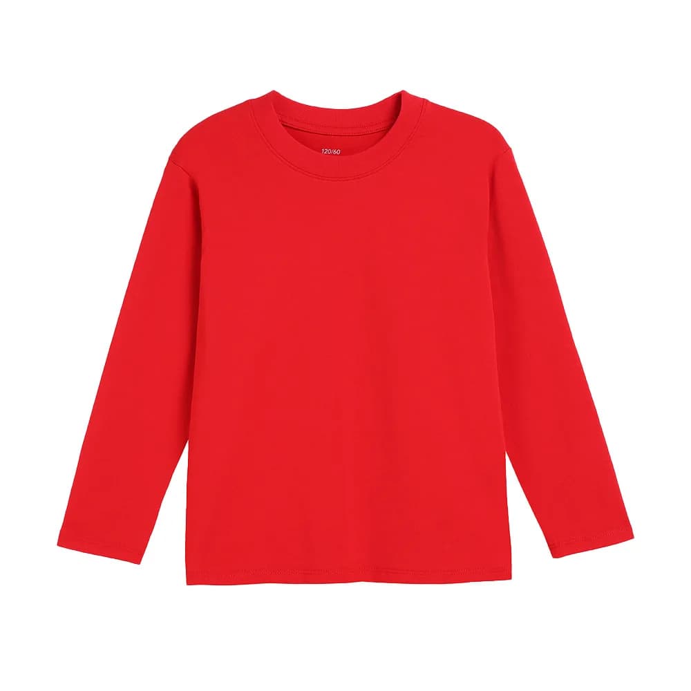 T-shirt rouge pour enfants de 1 à 16 ans, vêtements en coton pour étudiants, hauts de printemps pour