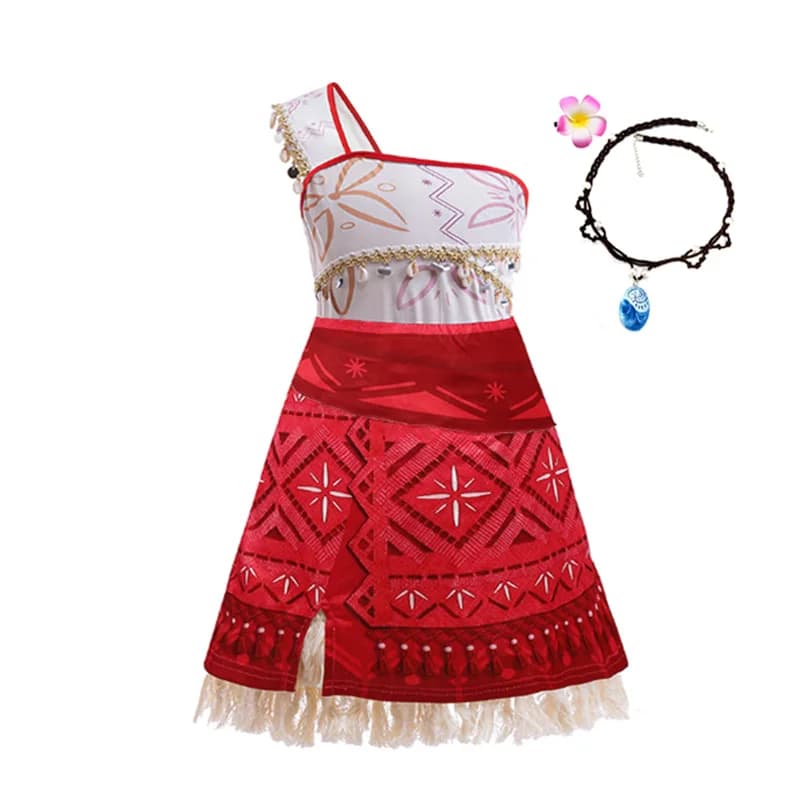 Robe de princesse Moana 2 pour filles, robe à épaule unique avec franges, costume de cosplay Vaiana,