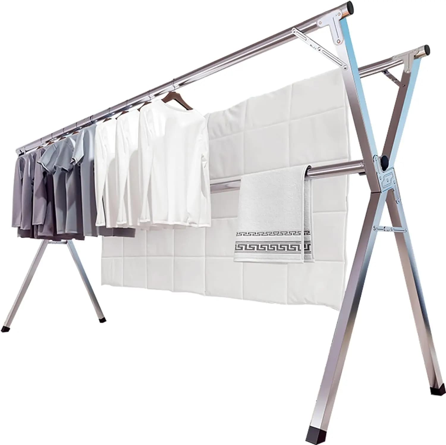 2M étendoir à vêtements vêtements pliant intérieur extérieur, support de séchage à linge robuste en 