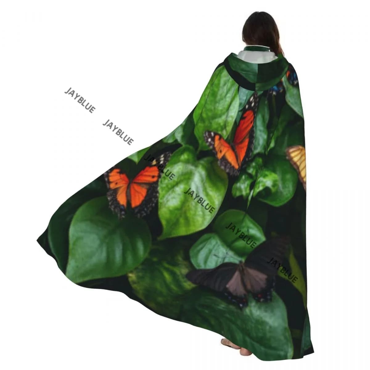 Cape longue Cape colorée tableau papillons manteau à capuche automne sweats à capuche