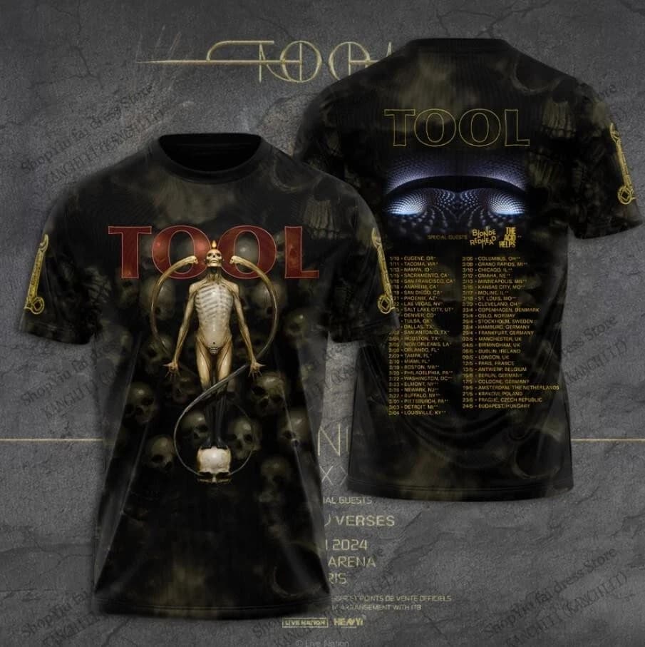 T-shirt homme New Rock Band Tool Tour T-shirt imprimé 3D hommes femmes mode Hip Hop T-shirt à manche