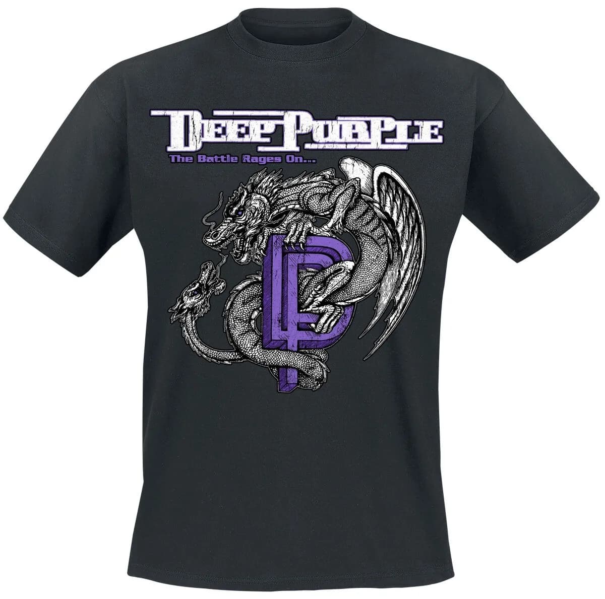 Deep Purple The Battle Rages on Dragon DP T-shirt en coton imprimé avec logo Heavy Metal Streetwear