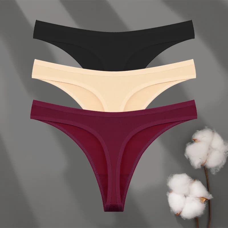 3 pièces/ensemble coton sans couture culottes sous-vêtement confort pour les femmes taille basse res
