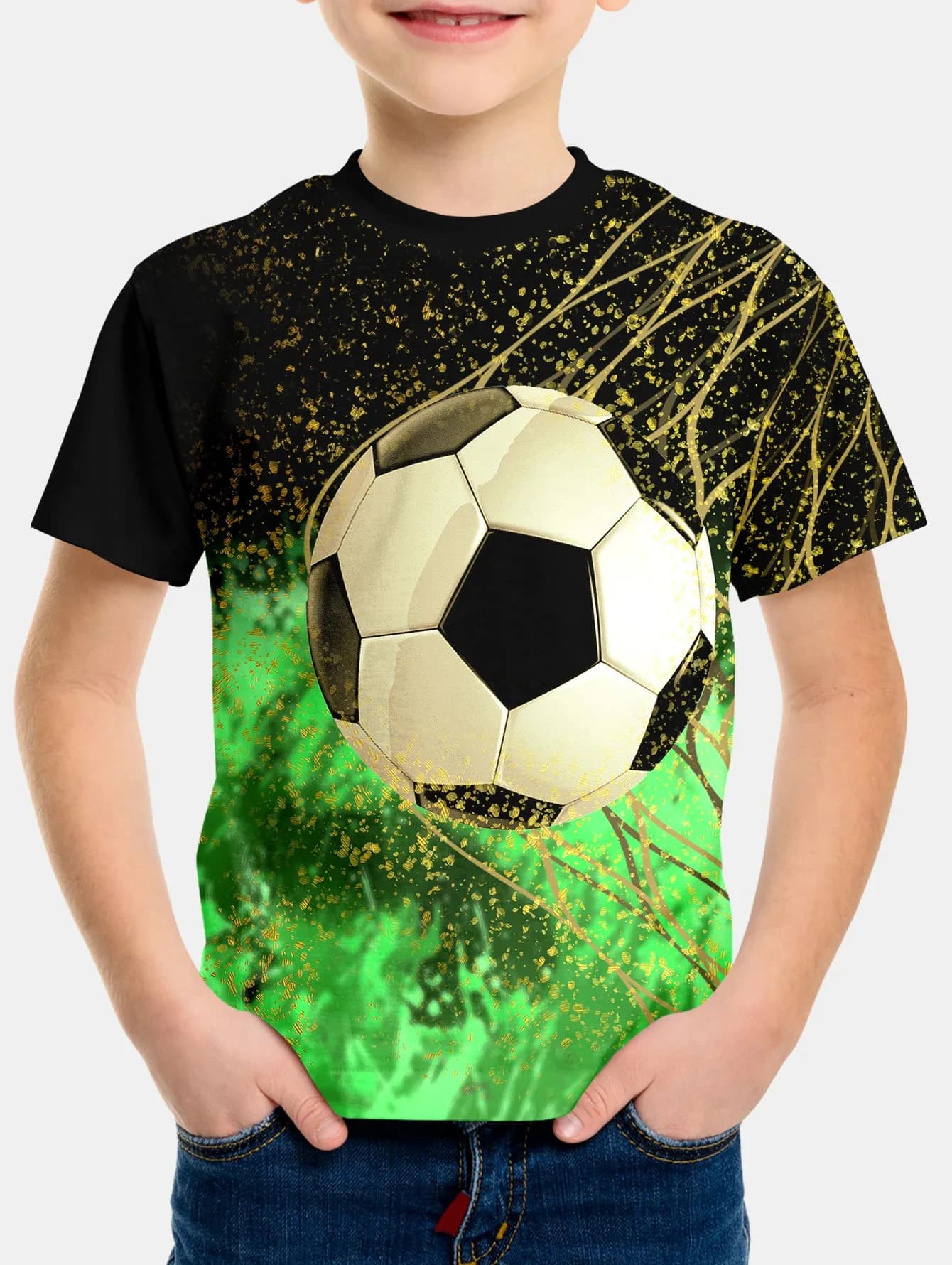 T-shirt de football imprimé en 3D pour enfants, t-shirts de football cool pour garçons et filles, vê