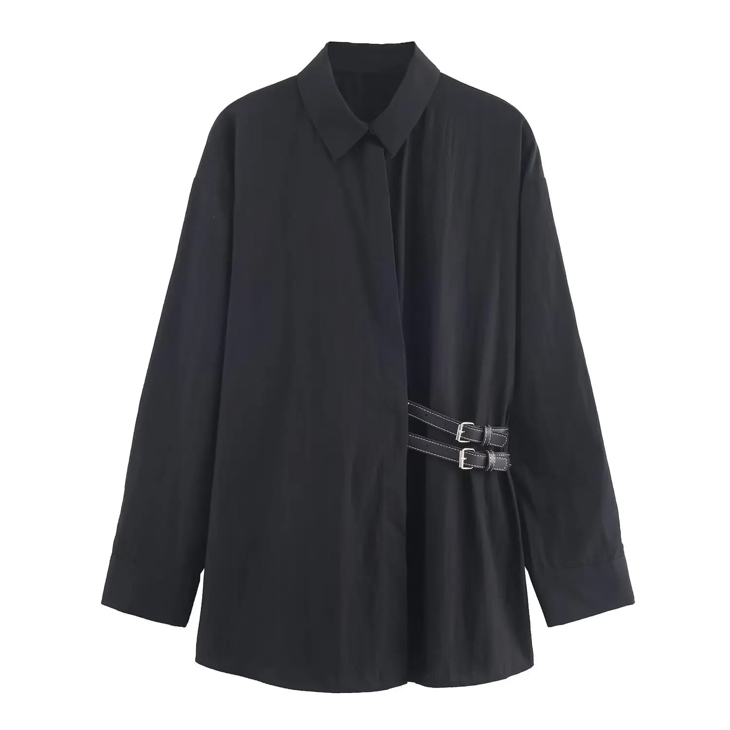 BSAY noir surdimensionné popeline chemise femmes vêtements 2025 complet nouveaux chemisiers à manche