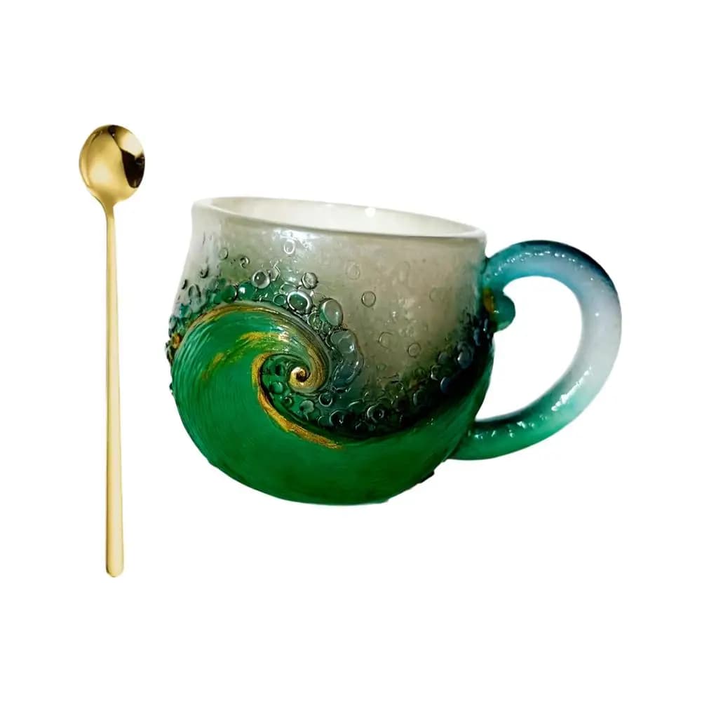 Tasse de plage en résine ondulée, verre ondulé, Unique texturé, pour les amoureux de la plage, tasse
