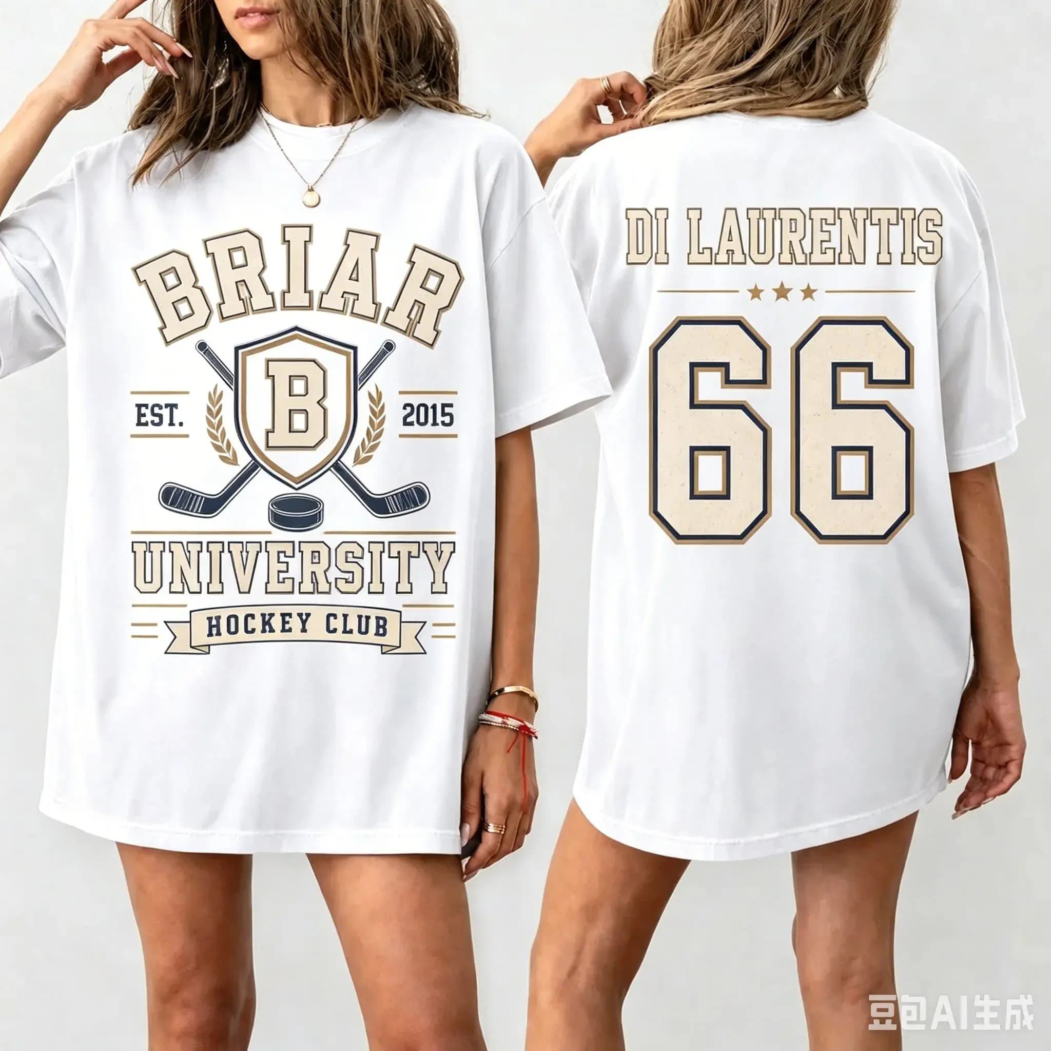Club de hockey universitaire Briar Di Laurentis # T-shirt graphique 66 Off-Campus Vintage Y2K en cot