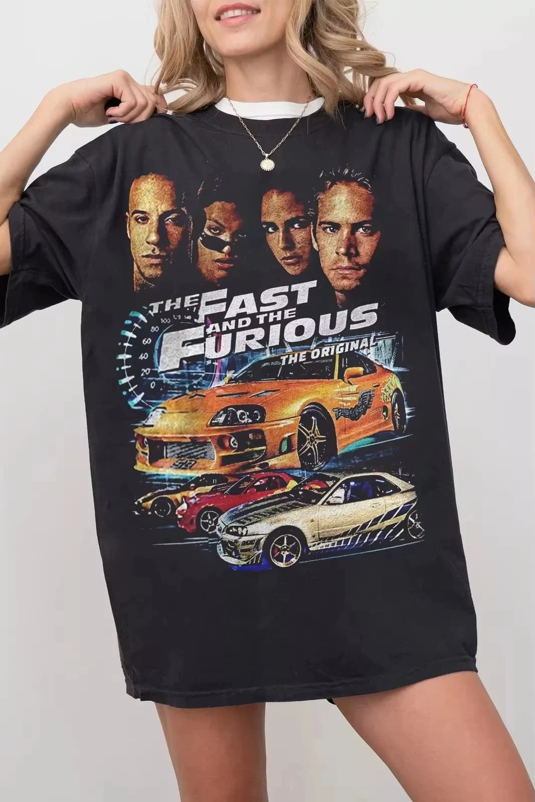T-shirt Fast 2 Furious Paul Walker noir 2026, t-shirt classique en coton imprimé, t-shirt décontract