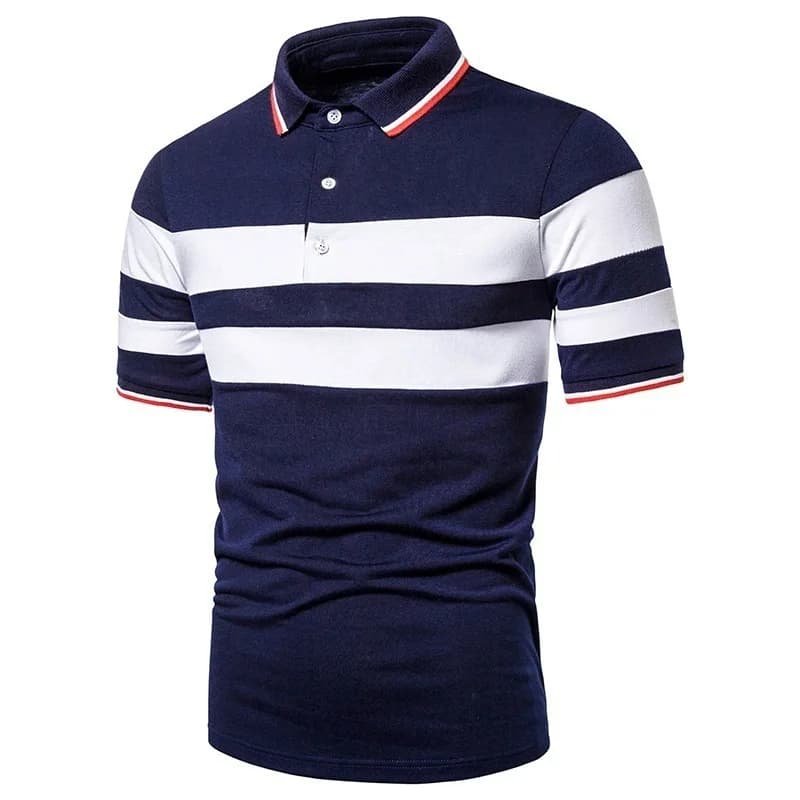 Polo rayé pour homme été 2026 – T-shirt décontracté chic à col contrastant et manches courtes pour l