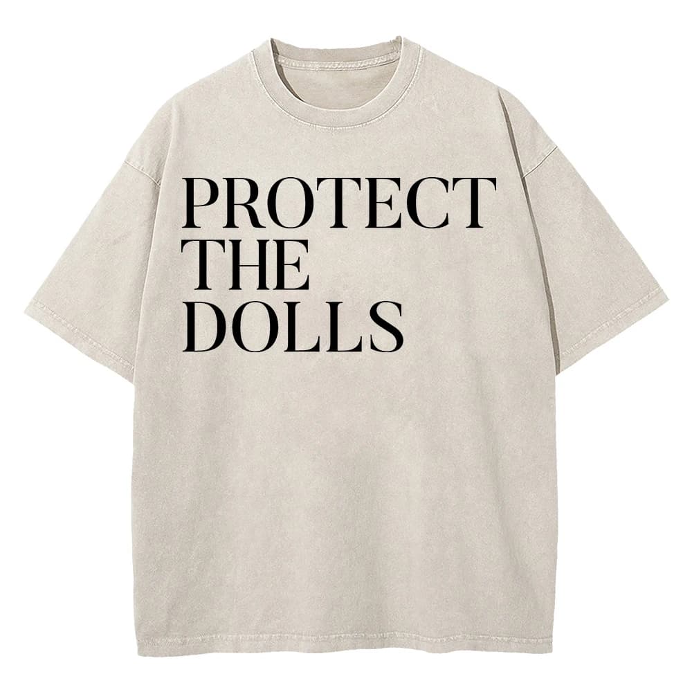 100% coton Vintage lavé protéger les poupées T-Shirt mode hommes lettre impression T-Shirt unisexe h