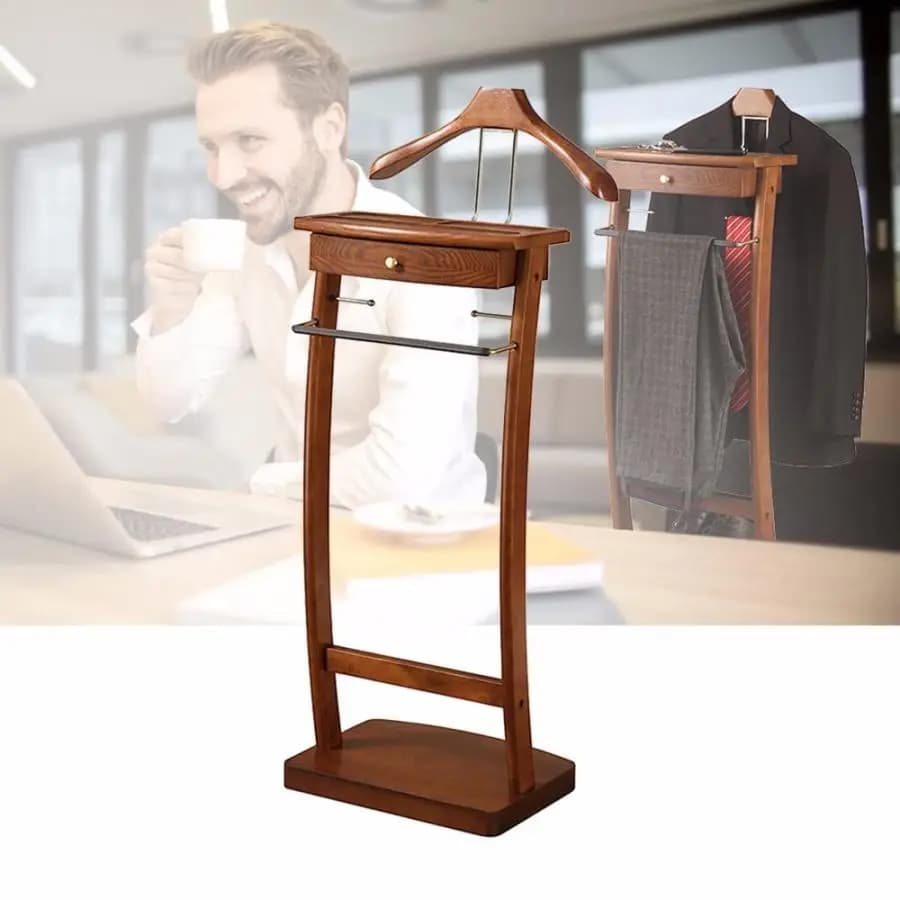 Costume Valet support avec tiroir porte-manteau support cintre organisateur porte-vêtements cintre s