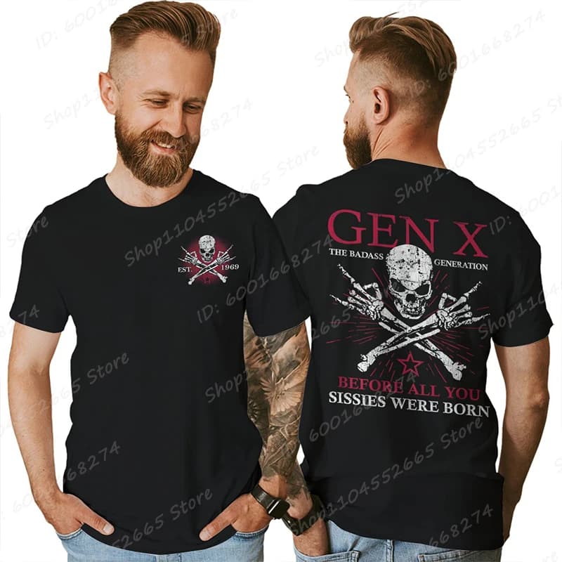 Drôle Gen X la génération Badass surélevée par des crânes T-Shirt à manches courtes T-shirts hommes