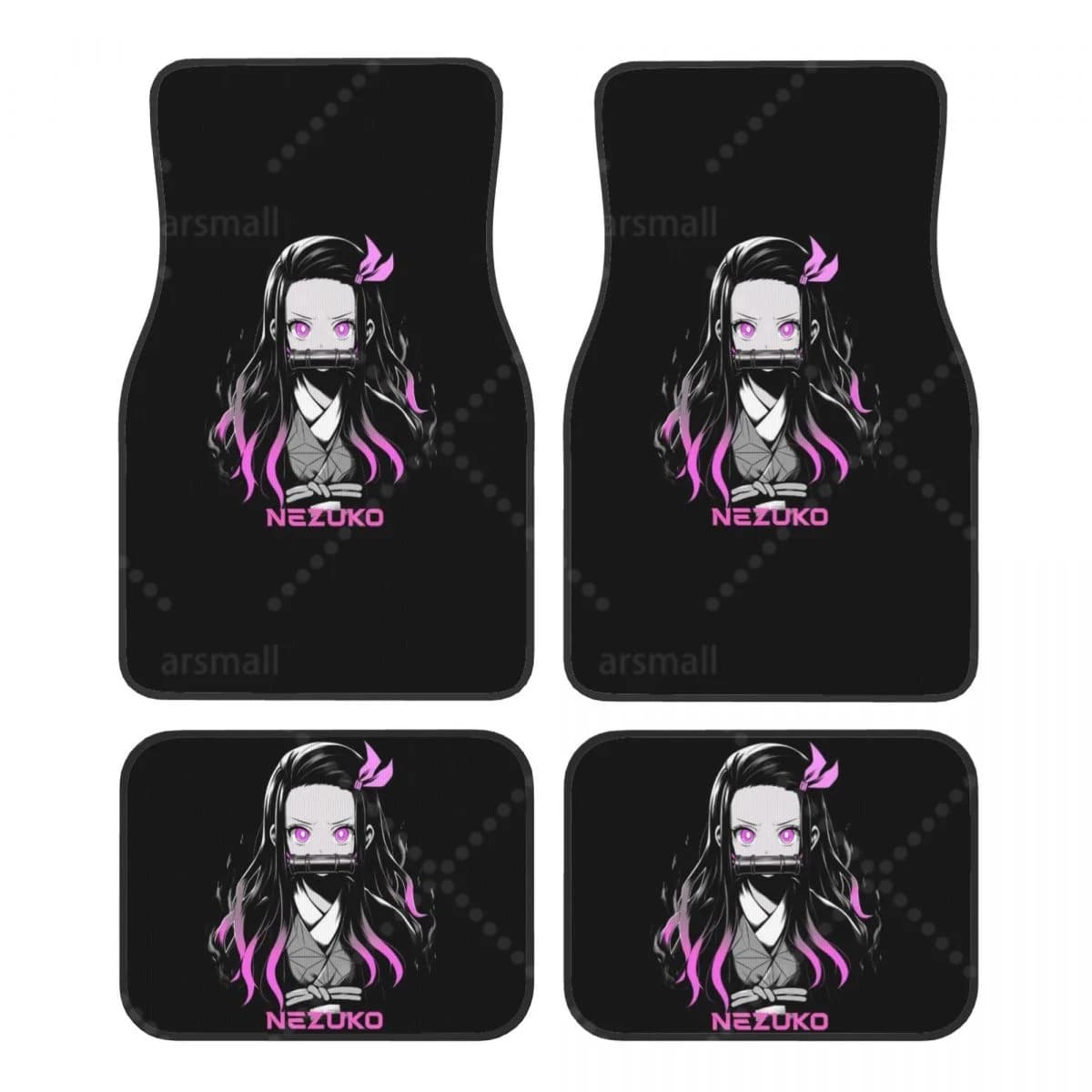Mignon Nezuko tapis de sol de voiture ensemble de 4 pièces universel Auto avant et arrière antidérap
