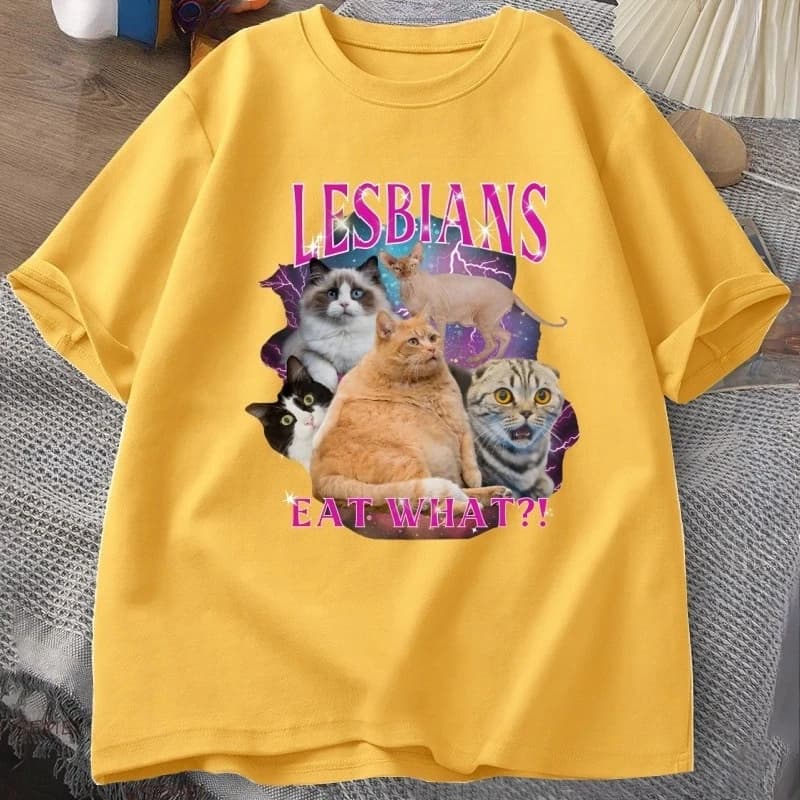 T-shirt Fierté Lesbienne Gay LGBTQ, T-shirt drôle « Les lesbiennes mangent ce que les chats mangent