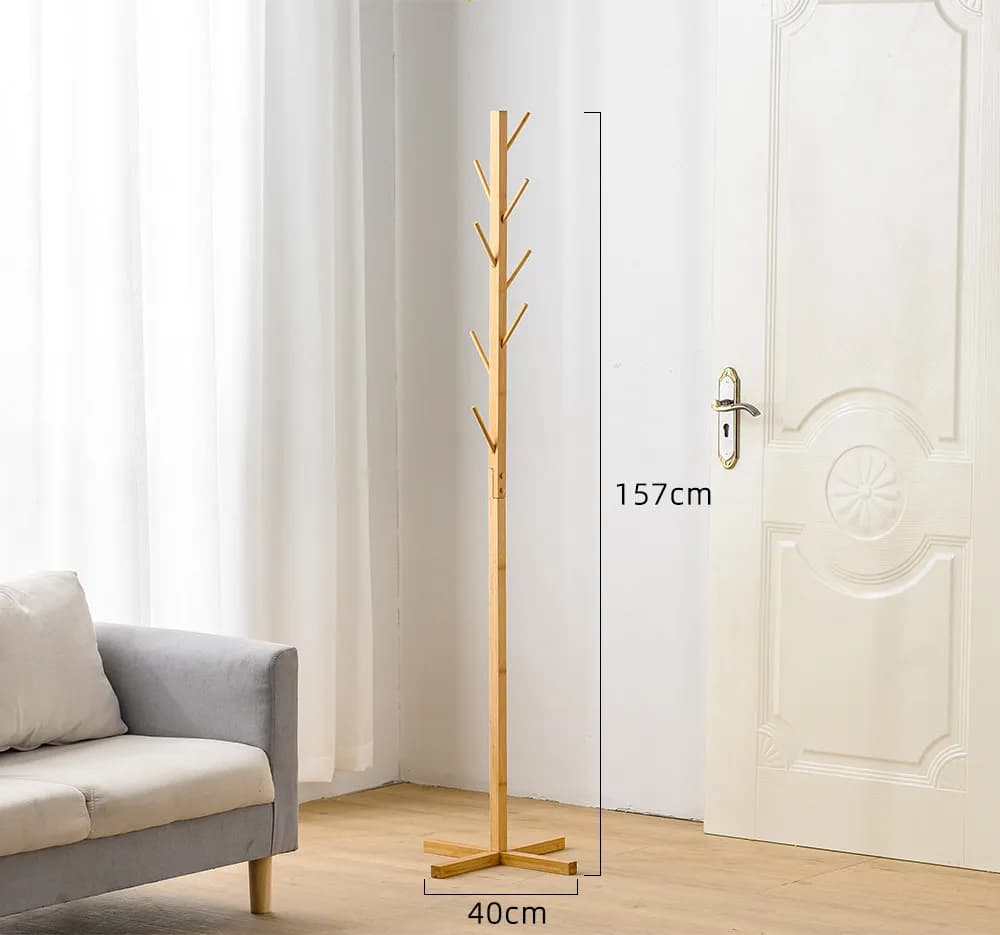 Porte-manteau sur pied en bambou pour bureau, hôtel, chambre à coucher, style Mid-Century, en liquid