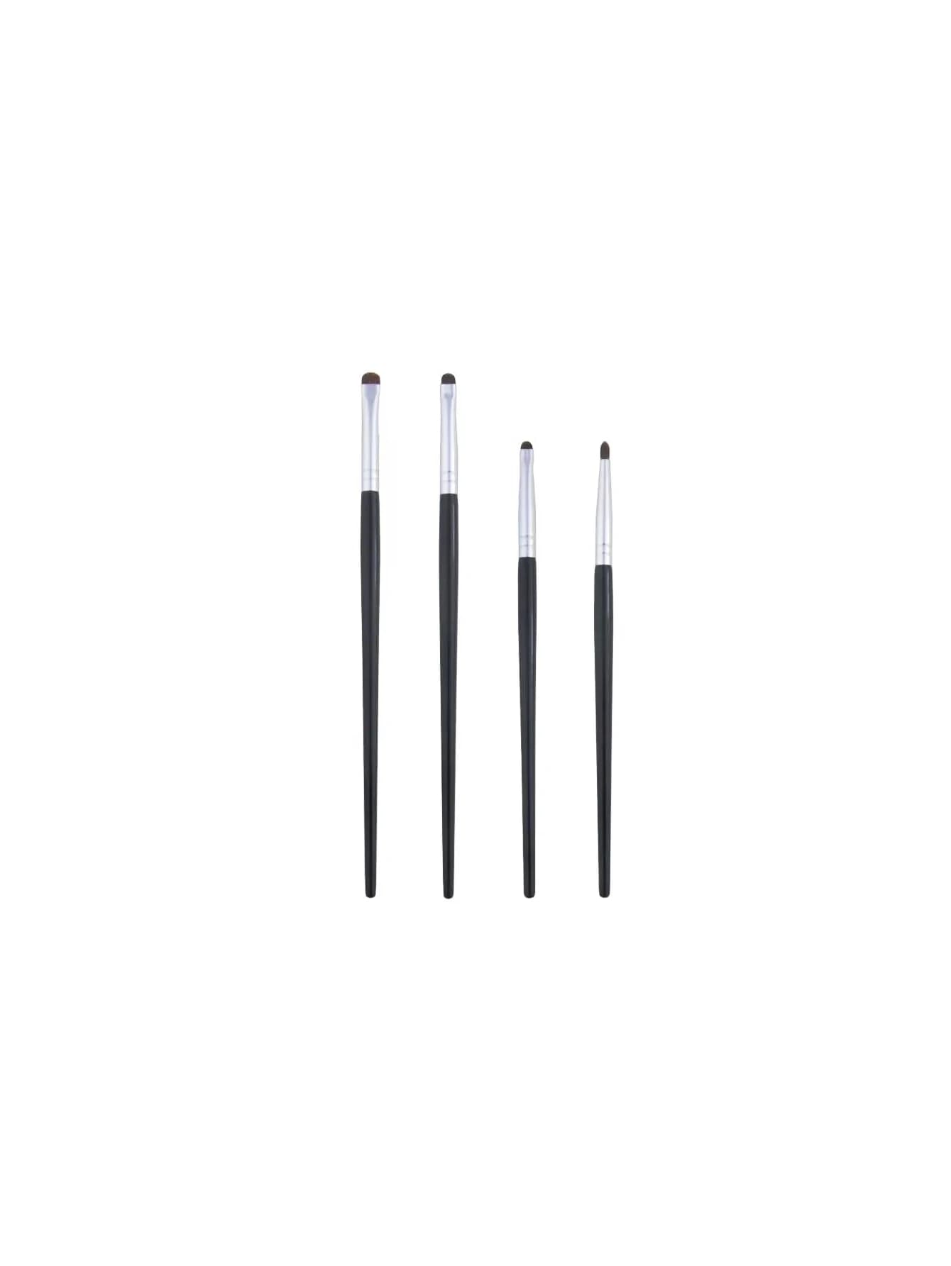 1 lot de 4 pinceaux de maquillage pour détails des yeux noirs, poils de poney, ombre à paupières de