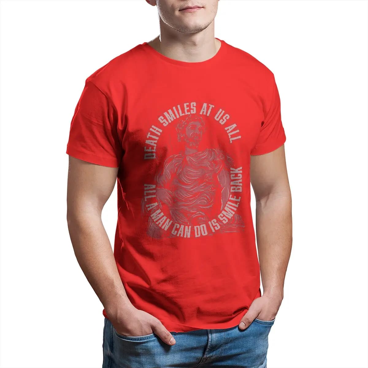 Marcus Aurelius citation mort sourire T-Shirts pour hommes loisirs coton T-Shirts philosophie grecqu