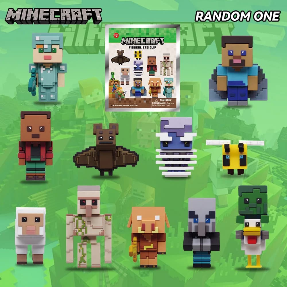 Figurine 3D Minecraft sous licence officielle, breloque de sac, porte-clés, figurine anime, sachet s