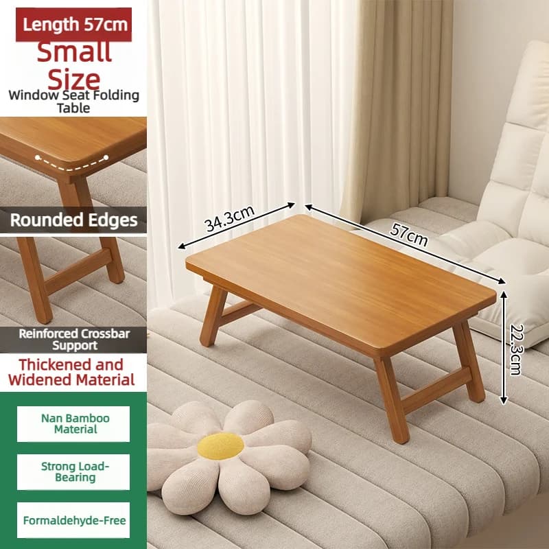 Petite table à thé de style japonais, bureau en tatami pour baie vitrée, table rectangulaire pliable