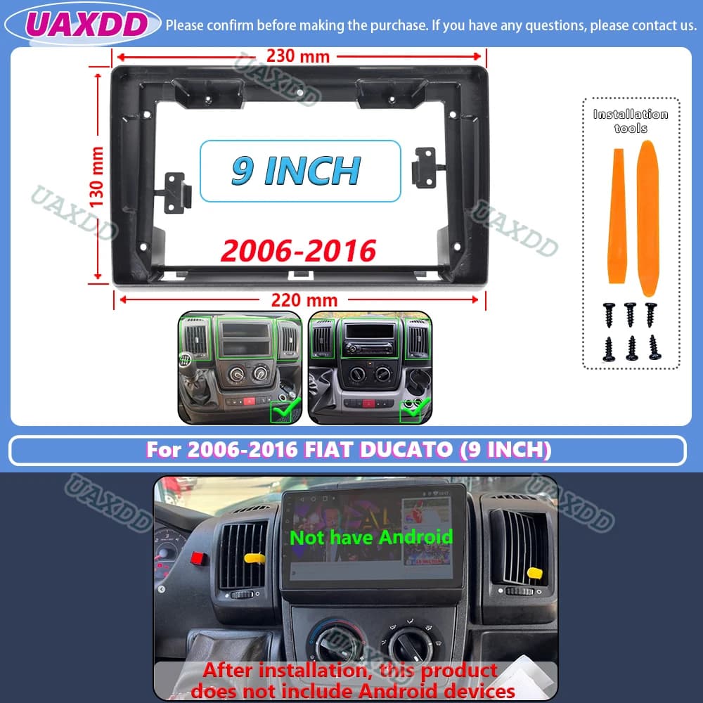 UAXDD 2Din voiture pour 2006-2016 FIAT DUCATO CITROEN cavalier PEUGEOT Boxer Dodge Ram 2500 9 pouces
