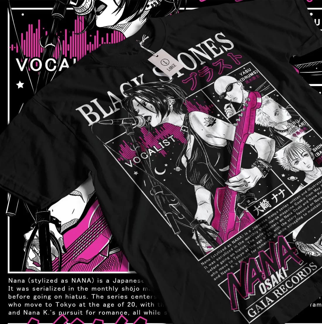 Nana Osaki T-Shirt, pierres noires Manga Anime fille Kawai chemise graphique toutes tailles