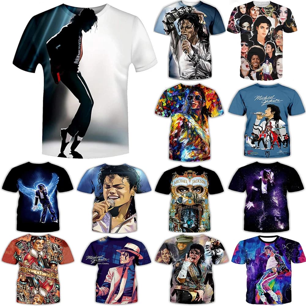 Michael Jackson Hip Hop Singer for Men, Retro Cool Casual Streetwear, Short Sleeves, Harajuku Street