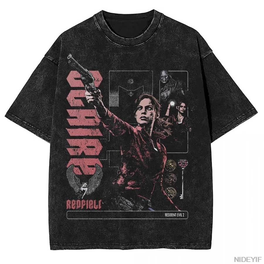 T-shirt surdimensionné Resident Evil 2 Claire Redfield Biohazard Leon Kennedy, 100% coton, T-shirt v