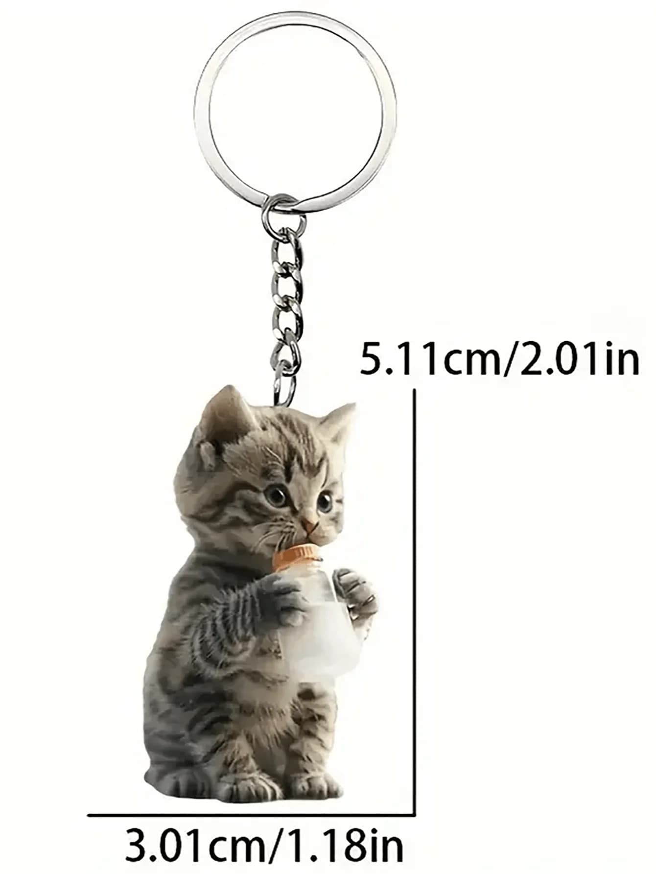 Porte-clés avec un chaton d'allaitement et deux chatons mignons, parfait pour les amoureux des anima