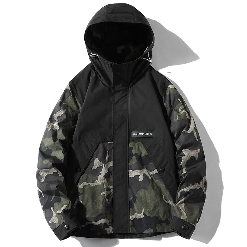 Blouson militaire pour homme, veste décontractée de camping, coupe-vent à capuche, manteau oversize 