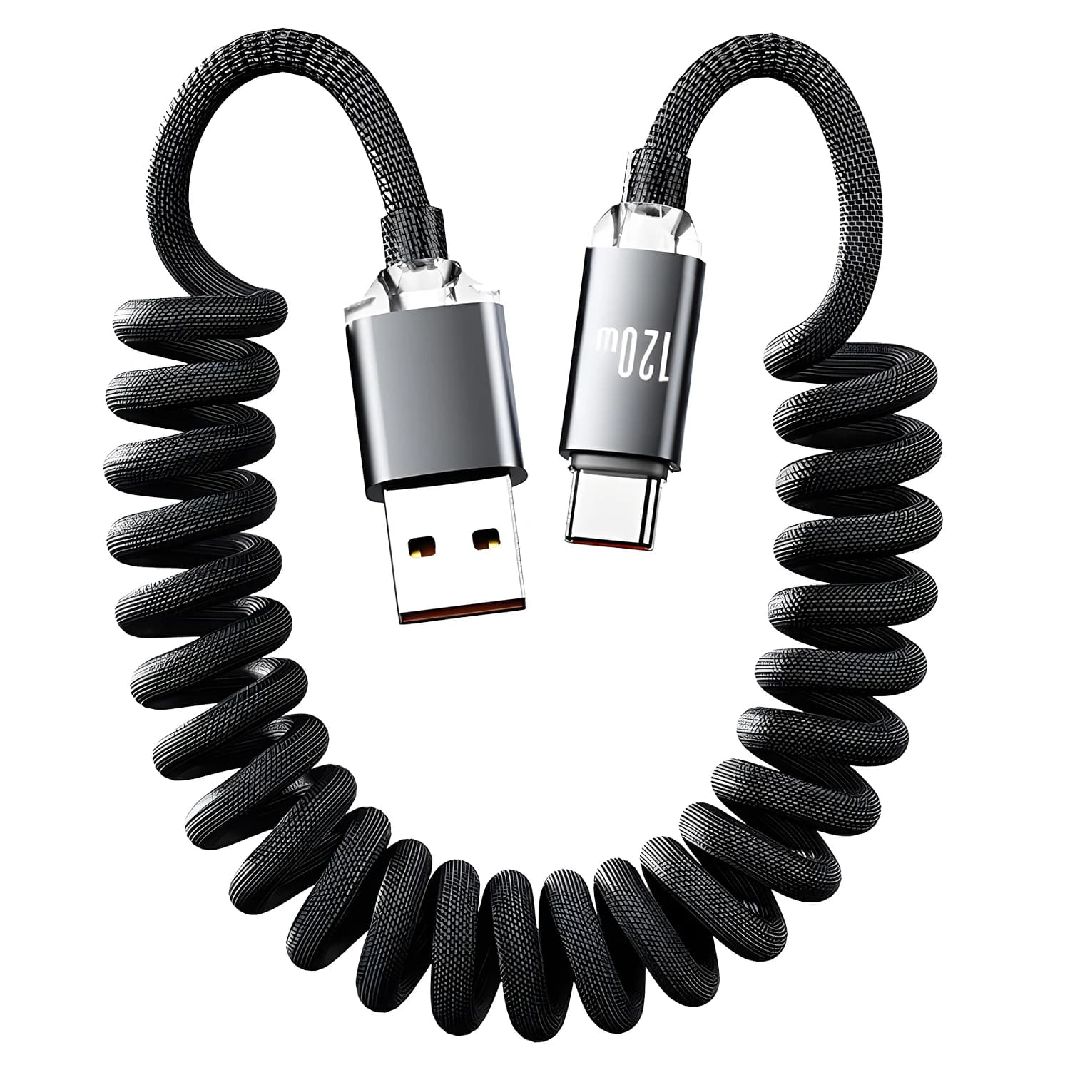 120W USB C à Type C câble à ressort de Charge rapide télescopique chargeur de téléphone de voiture c