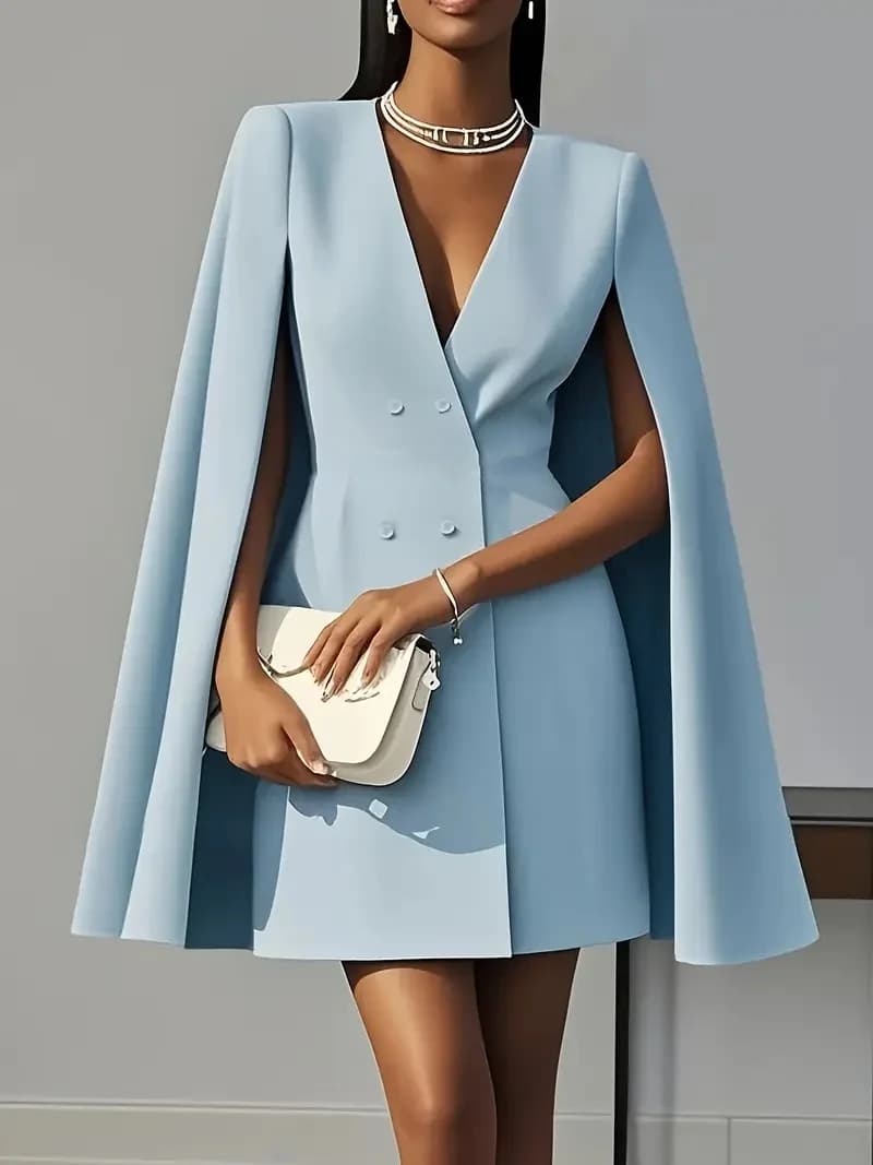 Cape châle à double boutonnage pour les déplacements d'automne, robe de costume de couleur unie, vêt