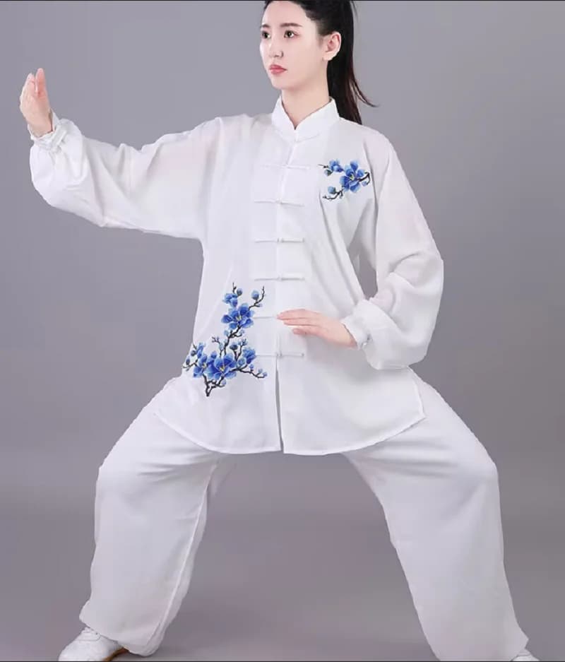 Vêtements de chapelle Tai de style chinois, broderie de fleurs, coton, lin, Kung Fu, arts martiaux i
