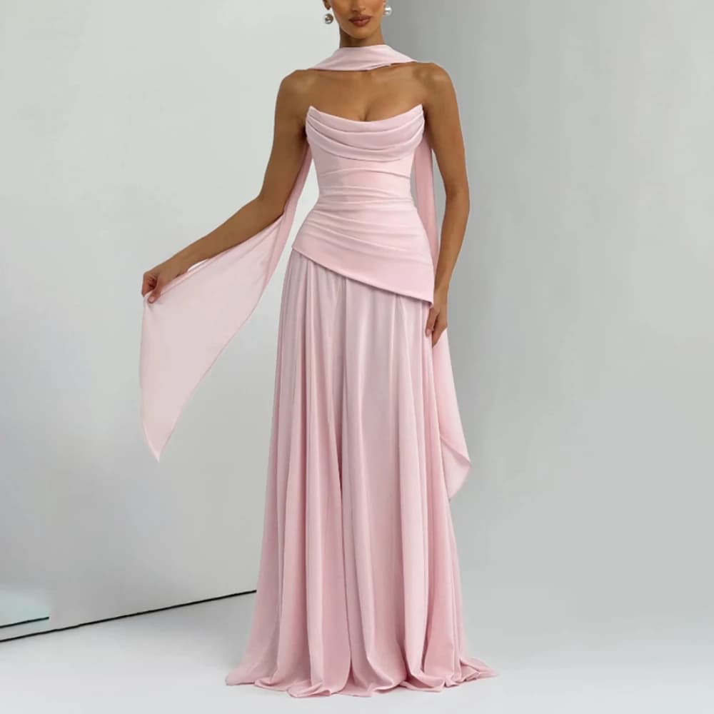 Robes de Soirée pour Invitées de Mariage 2026 – Robes de Cérémonie Longues sans Bretelles Coupe A-li
