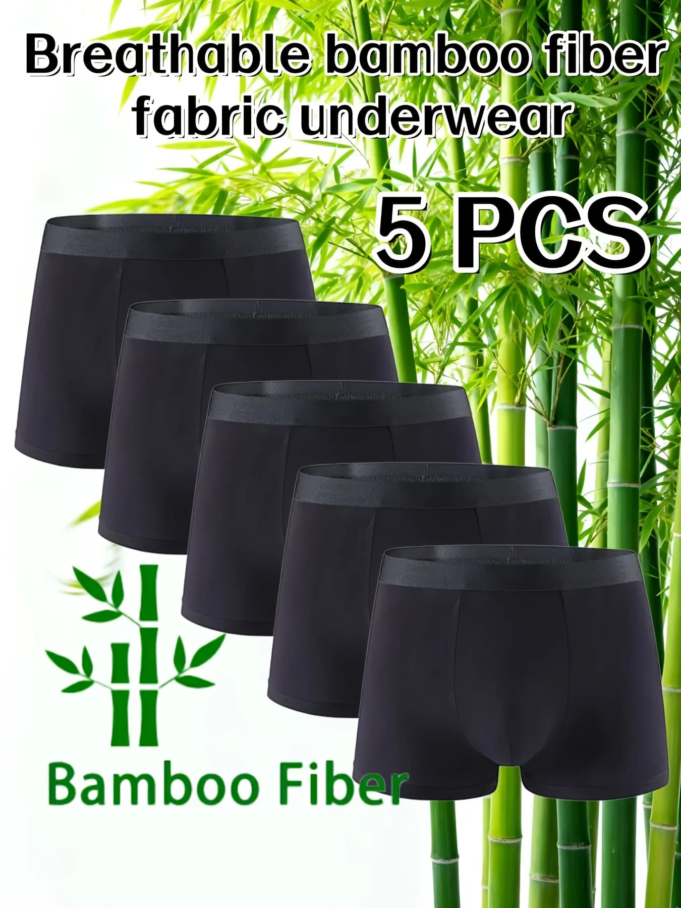 Lot de 5 caleçons pour homme en fibre de bambou, fins, confortables et respirants, pour l'été, caleç