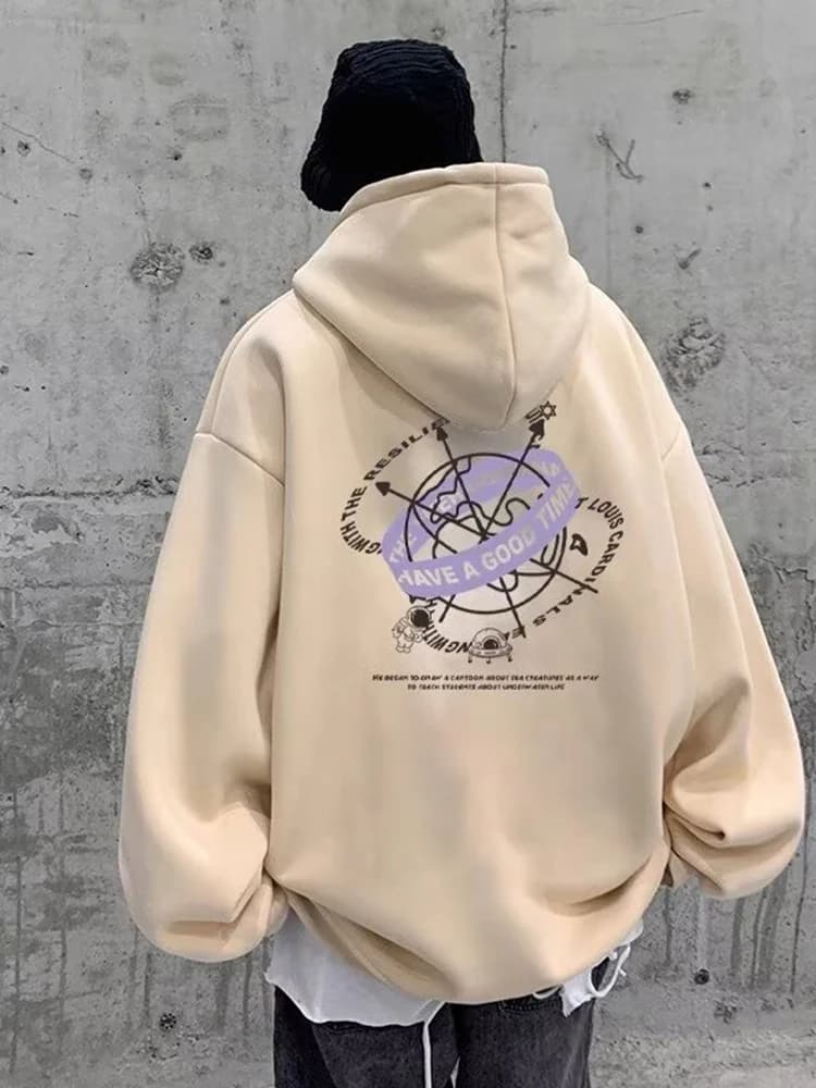 Goth lettre astronaute graphique sweats à capuche hommes Hip Hop automne nouveau dans sweats Harajuk