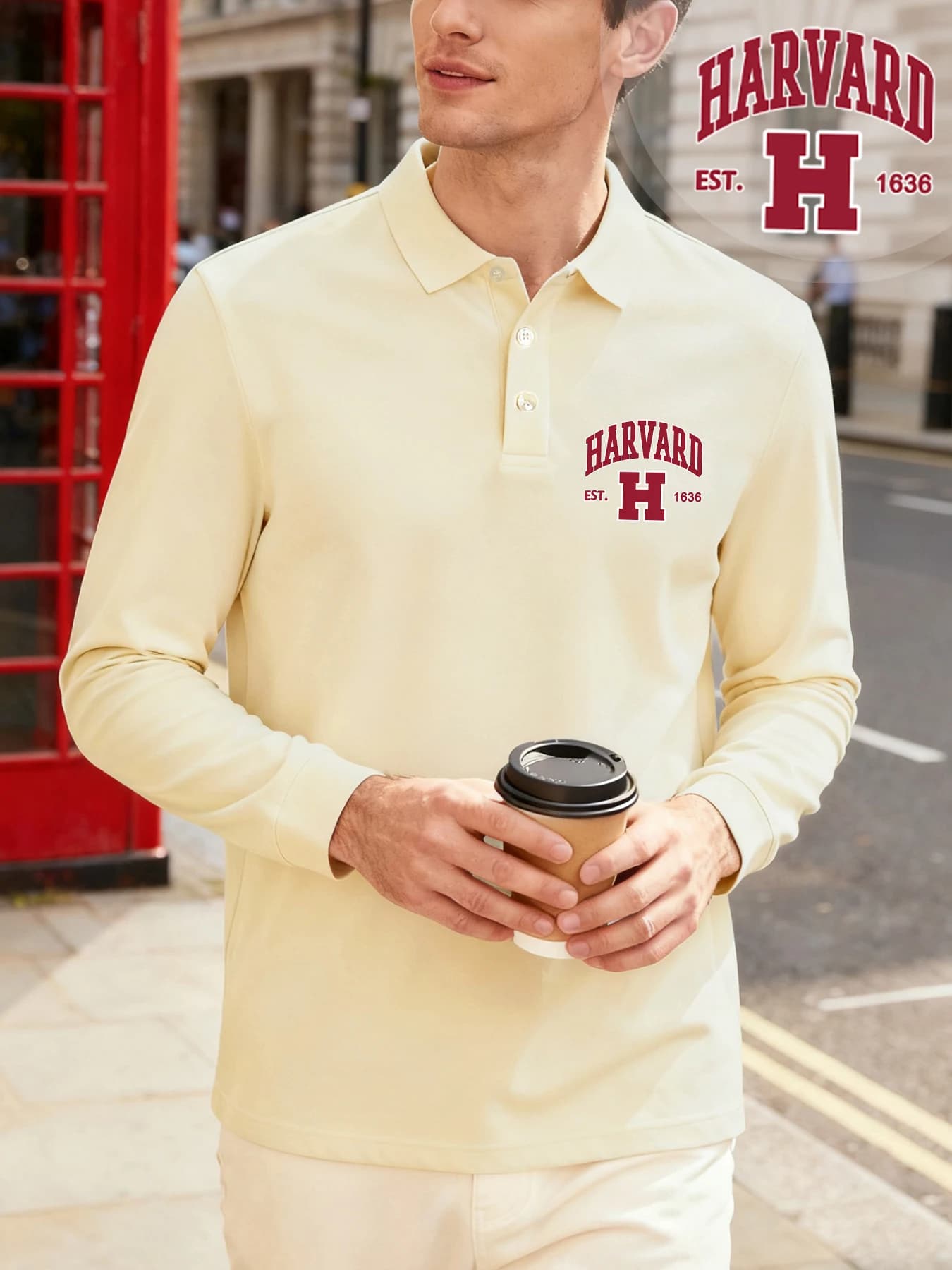 Harvard Est. 1636 impression mode basique T-Shirt hommes automne à manches longues vêtements décontr