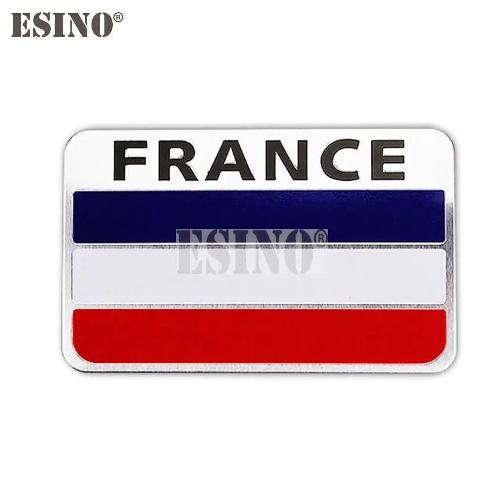 Drapeau National de la France 3D en métal chromé en alliage d'aluminium, emblème décoratif, Badge ad